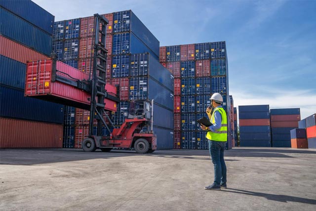 cargoship containers in docks