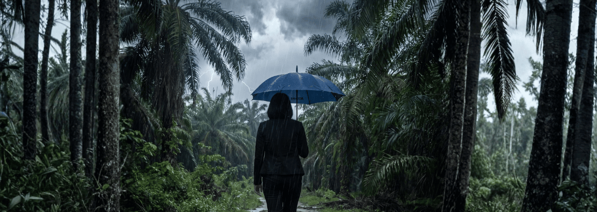 A-woman-with-an-umbrella-in-the-middle-of-the-jungle