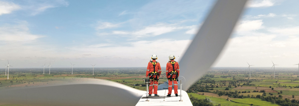 2 wind turbine workers