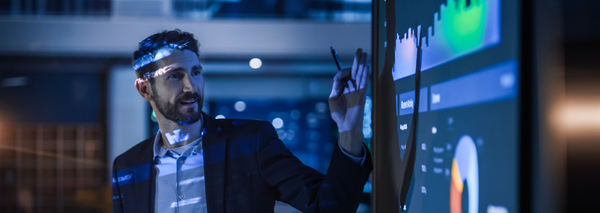 data scientist presenting slides