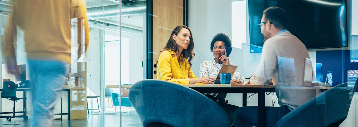 Young business people working in a modern office