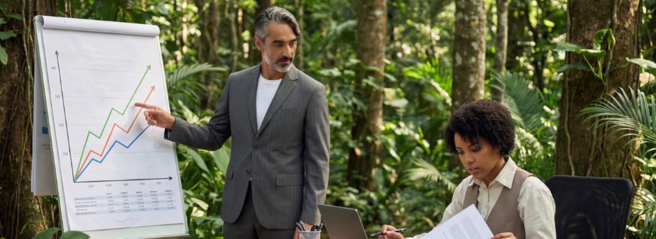 Deux personnes travaillant dans la jungle 