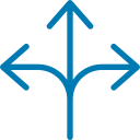 Icona azzurra di tre frecce