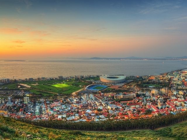 Vista di Città del Capo al tramonto