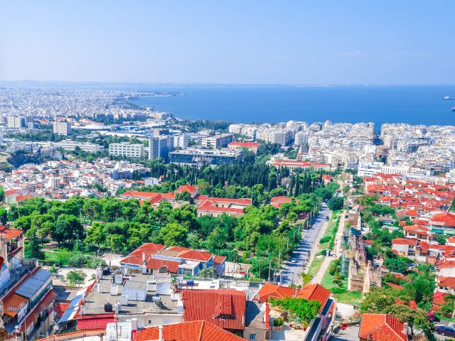 Panorama di una città della Grecia