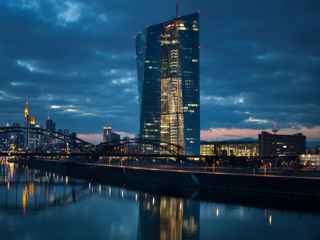 Vista della Banca Centrale Europea a Francoforte sul Meno