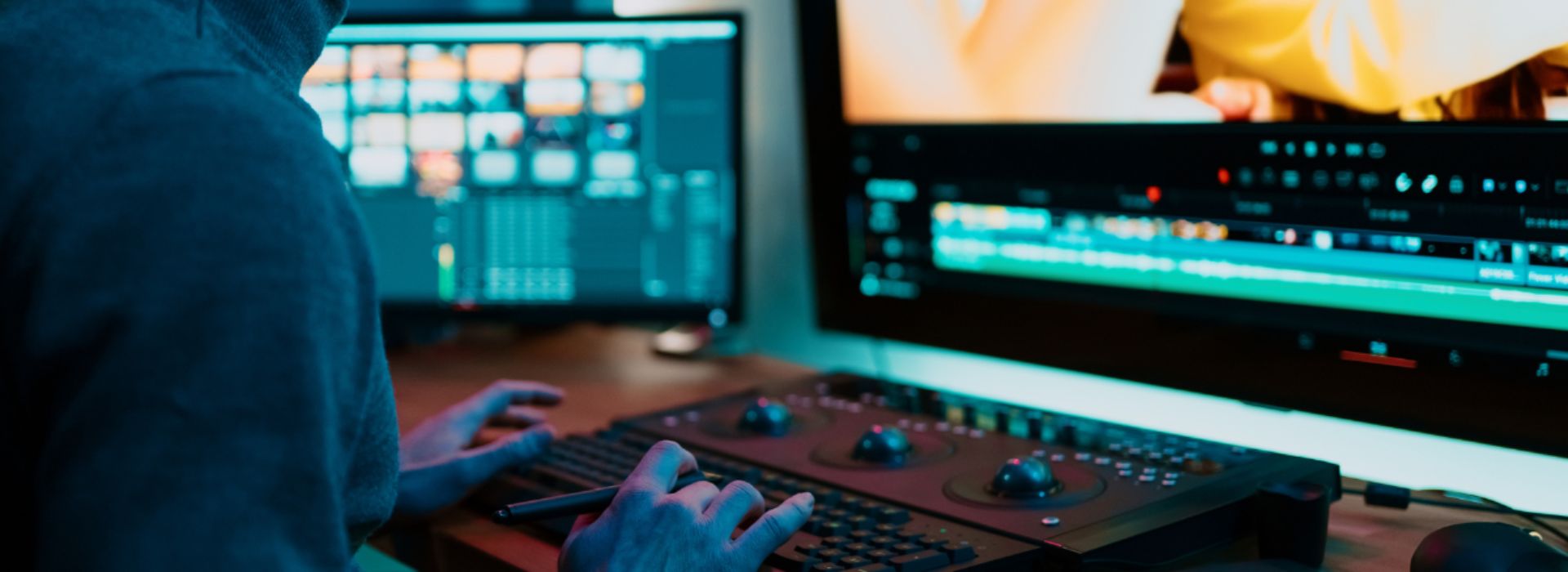 Business analyst lavora con doppio schermo