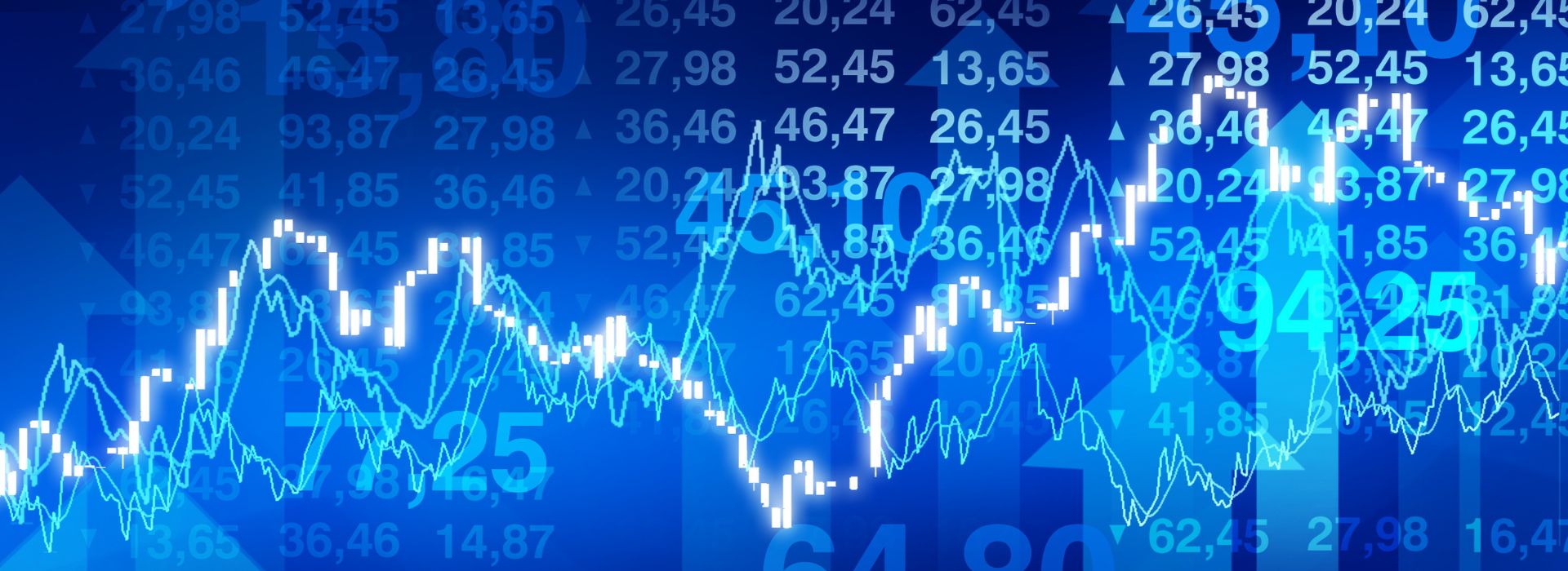 Grafici e numeri su schermata blu