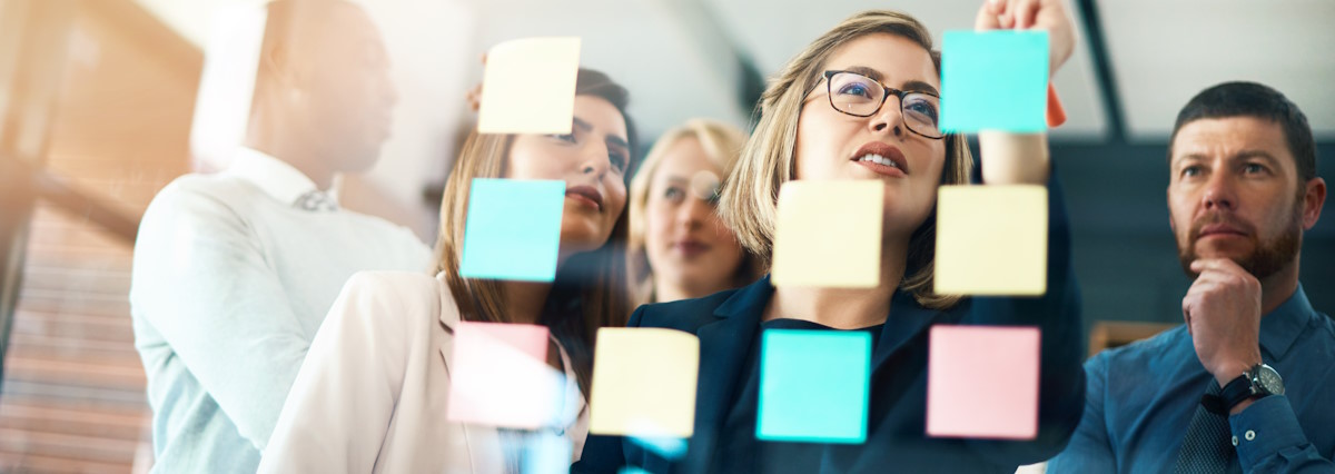 business people in a brainstorming session
